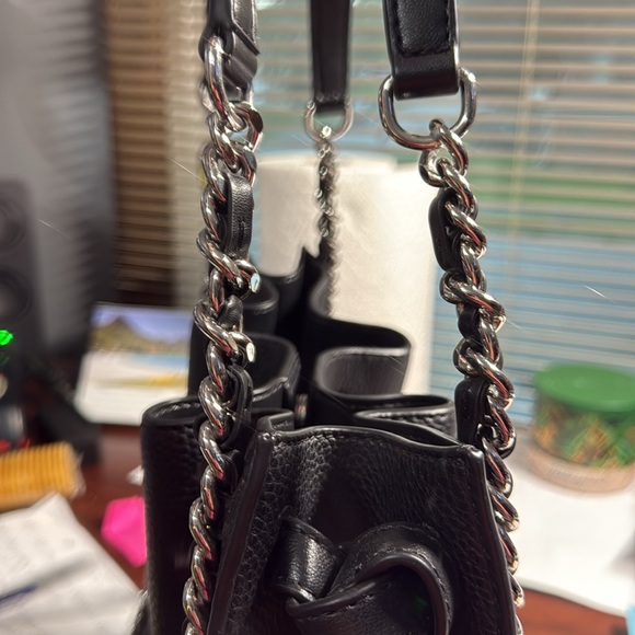 Michael Kors Black Leather Chain Tote Bag - Picture 15 of 16